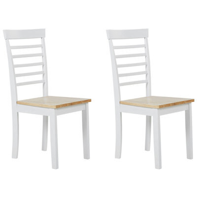 Beliani Set Of 2 Dining Chairs Battersby Wood White - image 1