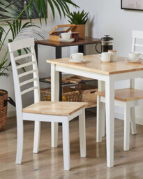 Beliani Set Of 2 Dining Chairs Battersby Wood White - thumbnail 2