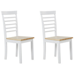 Beliani Set Of 2 Dining Chairs Battersby Wood White - thumbnail 1