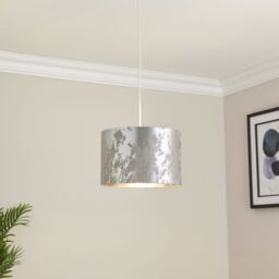 Oraco Brushed Silver Effect Distressed Cylinder Light Shade (D)30Cm - thumbnail 3