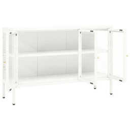 Vidaxl Sideboard White 105X35X70 Cm Steel And Glass - thumbnail 6