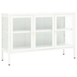 Vidaxl Sideboard White 105X35X70 Cm Steel And Glass - thumbnail 2