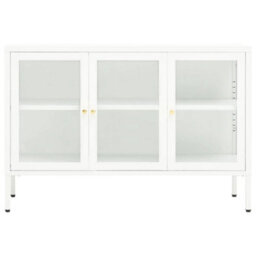Vidaxl Sideboard White 105X35X70 Cm Steel And Glass - thumbnail 3