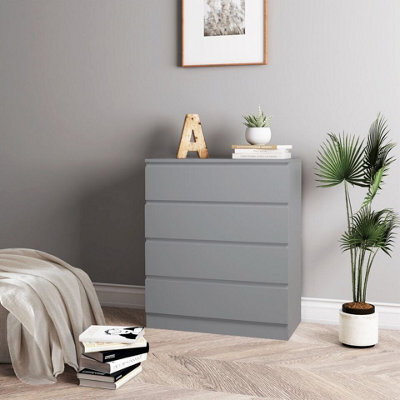 Urbn-Living Urbnliving 89Cm Height 4 Grey Drawer Skagen Grey Wooden Bedroom Chest Cabinet No Handle Storage Cupboard - image 1