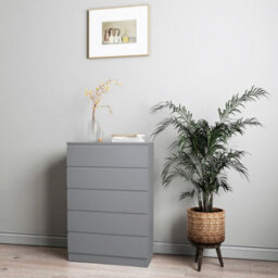 Urbn-Living Urbnliving 89Cm Height 4 Grey Drawer Skagen Grey Wooden Bedroom Chest Cabinet No Handle Storage Cupboard - thumbnail 2