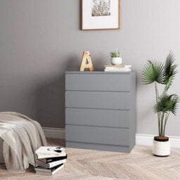 Urbn-Living Urbnliving 89Cm Height 4 Grey Drawer Skagen Grey Wooden Bedroom Chest Cabinet No Handle Storage Cupboard - thumbnail 1