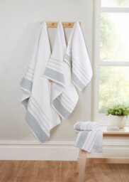 Rapport Home Dakota Stripe Bath Sheet Pure Cotton Green - thumbnail 3