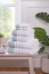 Rapport Home Dakota Stripe Bath Sheet Pure Cotton Green - thumbnail 2
