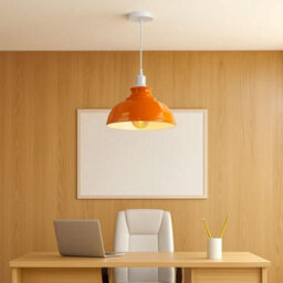 Ledsone Industrial Vintage Ceiling Hanging E27 Lamp Holder 29Cm Metal Pendant Curvy Lampshades Lights Fixtures - Orange - thumbnail 3