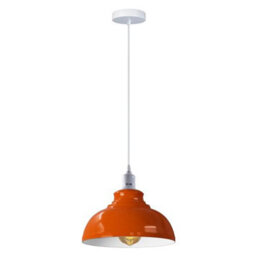 Ledsone Industrial Vintage Ceiling Hanging E27 Lamp Holder 29Cm Metal Pendant Curvy Lampshades Lights Fixtures - Orange