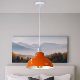 Ledsone Industrial Vintage Ceiling Hanging E27 Lamp Holder 29Cm Metal Pendant Curvy Lampshades Lights Fixtures - Orange - thumbnail 2