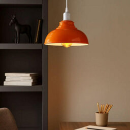Ledsone Industrial Vintage Ceiling Hanging E27 Lamp Holder 29Cm Metal Pendant Curvy Lampshades Lights Fixtures - Orange - thumbnail 6
