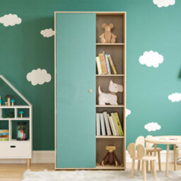 Lassic Vida Designs Neptune 1 Door 5 Shelf Wardrobe In Blue & Oak (H)1875mm (W)840mm (D)495mm - thumbnail 3