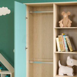 Lassic Vida Designs Neptune 1 Door 5 Shelf Wardrobe In Blue & Oak (H)1875mm (W)840mm (D)495mm - thumbnail 6
