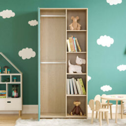 Lassic Vida Designs Neptune 1 Door 5 Shelf Wardrobe In Blue & Oak (H)1875mm (W)840mm (D)495mm - thumbnail 4