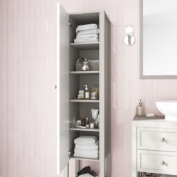 GoodHome Perma Tall Satin Grey Single Freestanding Bathroom Cabinet (H)185Cm (W)40Cm - thumbnail 6