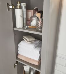 GoodHome Perma Tall Satin Grey Single Freestanding Bathroom Cabinet (H)185Cm (W)40Cm - thumbnail 4