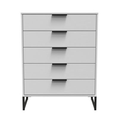 Beijing 5 Drawer Chest Of Drawers In Grey Ash (Ready Assembled) - image 1