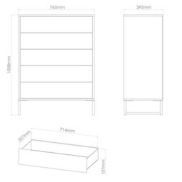 Beijing 5 Drawer Chest Of Drawers In Grey Ash (Ready Assembled) - thumbnail 6