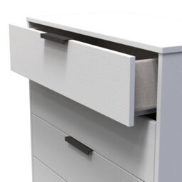 Beijing 5 Drawer Chest Of Drawers In Grey Ash (Ready Assembled) - thumbnail 5