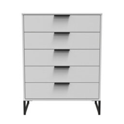 Beijing 5 Drawer Chest Of Drawers In Grey Ash (Ready Assembled) - thumbnail 1