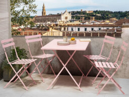 Beliani Garden Dining Set 4 Seater Fiori Folding Metal Pastel Pink - thumbnail 2