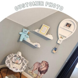 Marco Paul White Wooden Shelves, Children's Hot Air Balloon Shelf, Wall Mounted, Led Lights - thumbnail 3