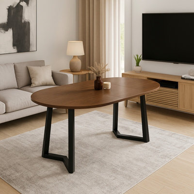 Arian Modern Extendable Dining Table 100-180X100 Cm Stylish Walnut And Black Design With Wooden Legs - image 1