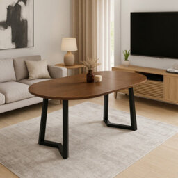 Arian Modern Extendable Dining Table 100-180X100 Cm Stylish Walnut And Black Design With Wooden Legs