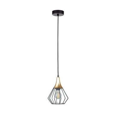 Luminosa Lighting Luminosa Selene Wire Frame Pendant Ceiling Light Black, Gold 1X E27 - image 1