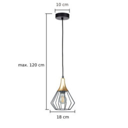 Luminosa Lighting Luminosa Selene Wire Frame Pendant Ceiling Light Black, Gold 1X E27 - thumbnail 2