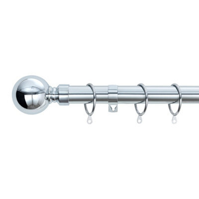 A.unique Home Plain Round Ball Metal Extendable Curtain Pole With Rings And Fittings (25/28mm) - Nickel, 70Cm - 120Cm  Approx - image 1