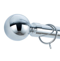 A.unique Home Plain Round Ball Metal Extendable Curtain Pole With Rings And Fittings (25/28mm) - Nickel, 70Cm - 120Cm  Approx - thumbnail 3