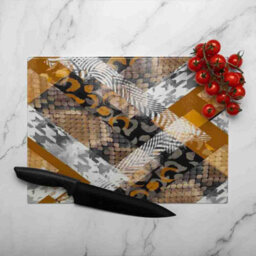 Benjamin Tate Design Geometric Snake Skin & Patterns Glass Chopping Boarddesigner Style - thumbnail 3