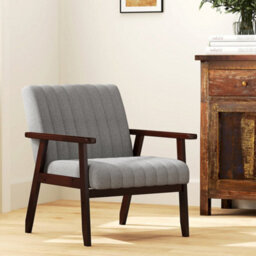 1Pcs Fabric Accent Chair Modern Armchair W/ Wood Legs - thumbnail 4