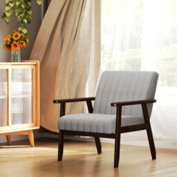 1Pcs Fabric Accent Chair Modern Armchair W/ Wood Legs - thumbnail 3