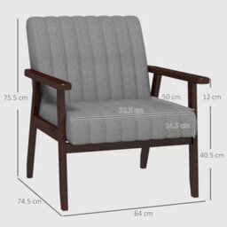 1Pcs Fabric Accent Chair Modern Armchair W/ Wood Legs - thumbnail 2