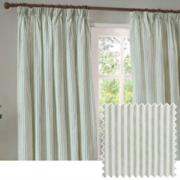 Yard Hebden Striped Cotton Blackout Pencil Pleat Curtains, Eucalyptus, (W) 229 X (D) 183Cm