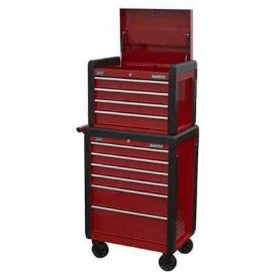 Sealey Topchest 4 Drawer & Rollcab 6 Drawer Combination Ap3410Stack - image 1