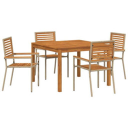 Berkfield Modern Garden Dining Set 5 Pcs Beige Poly Rattan