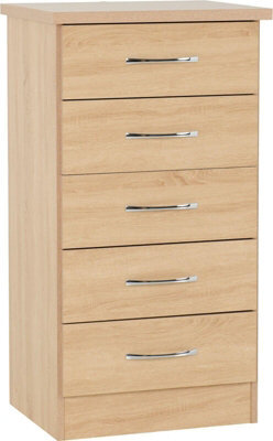 Seconique Nevada 5 Drawer Narrow Chest Sonoma Oak Effect - image 1