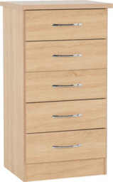 Seconique Nevada 5 Drawer Narrow Chest Sonoma Oak Effect - thumbnail 3