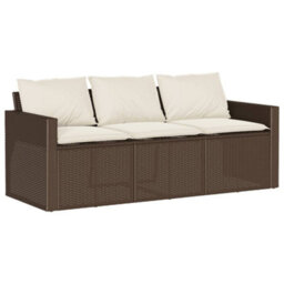 Berkfield 2 Piece Garden Dining Set With Cushions Brown Poly Rattan - thumbnail 4