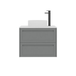Royal Bathrooms Royal Bathroom Elmore 700mm Matt Pebble Grey Wall Mounted Bathroom Vanity Unit 2 Drawer Plain White Worktop With Round Basin - thumbnail 7