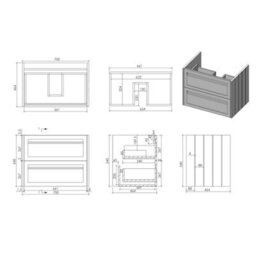 Royal Bathrooms Royal Bathroom Elmore 700mm Matt Pebble Grey Wall Mounted Bathroom Vanity Unit 2 Drawer Plain White Worktop With Round Basin - thumbnail 8