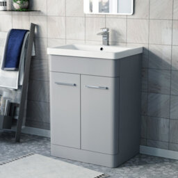 Nes Home Matte Grey 600mm Freestanding Basin Vanity Unit - thumbnail 1