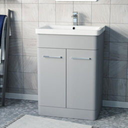 Nes Home Matte Grey 600mm Freestanding Basin Vanity Unit - thumbnail 2