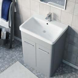 Nes Home Matte Grey 600mm Freestanding Basin Vanity Unit - thumbnail 4