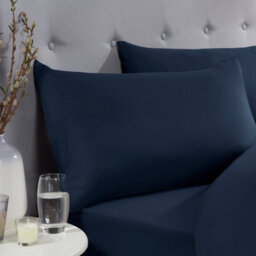 Smart Living Super Soft Warm Cosy Plain Dye Housewife Pillowcases Pair - Navy