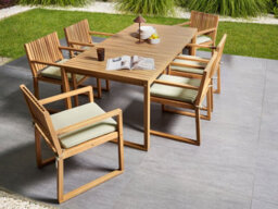 Beliani Garden Dining Set 8 Seater Sassari Premium With Cushions Certified Acacia Wood Light Green - thumbnail 2